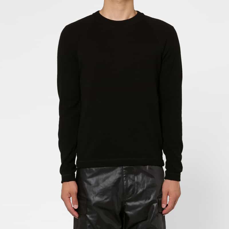 BARNEYS NEW YORK ラグランクルーネックニットプルオーバー BLACK