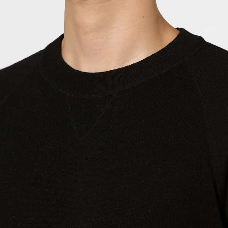 BARNEYS NEW YORK ラグランクルーネックニットプルオーバー BLACK