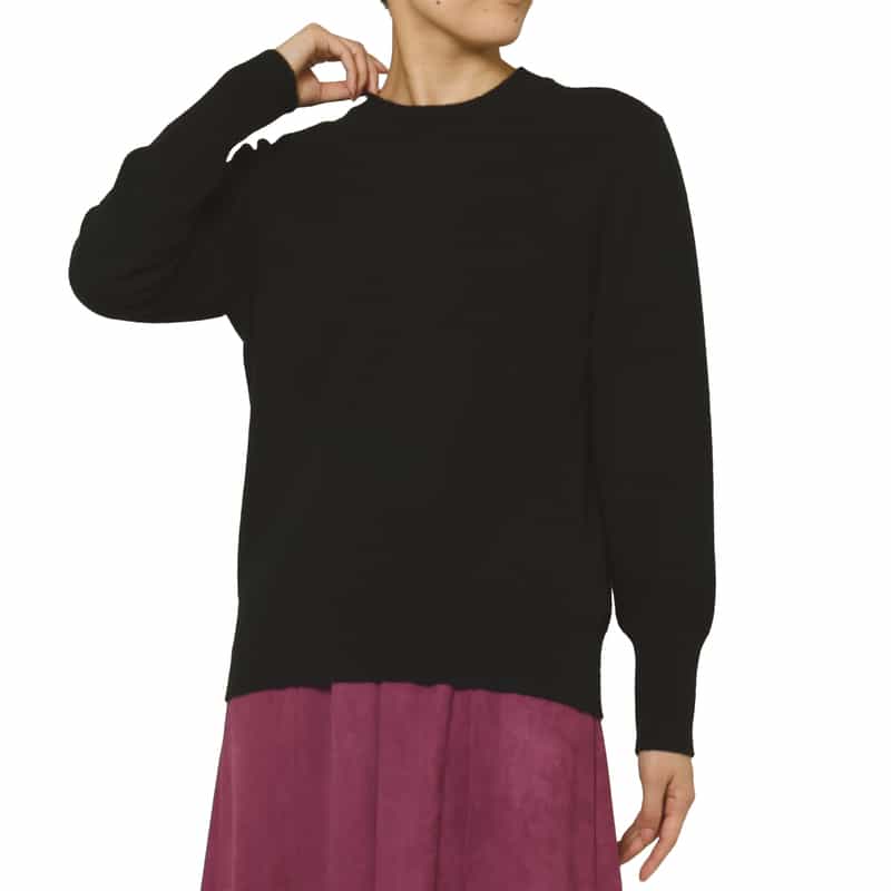 BARNEYS NEW YORK カシミヤ素材 クルーネックニットプルオーバー BLACK