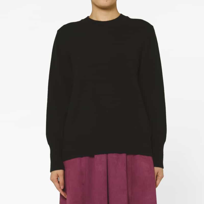 BARNEYS NEW YORK カシミヤ素材 クルーネックニットプルオーバー BLACK