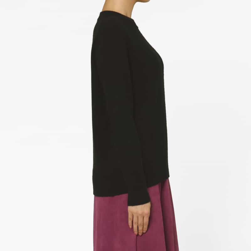 BARNEYS NEW YORK カシミヤ素材 クルーネックニットプルオーバー BLACK