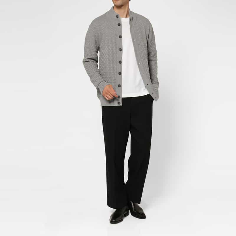 BARNEYS NEW YORK スタンドカラーニットカーディガン GRAY