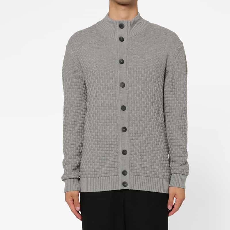 BARNEYS NEW YORK スタンドカラーニットカーディガン GRAY
