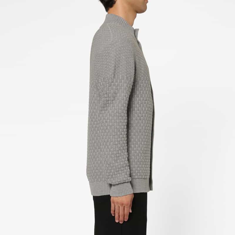 BARNEYS NEW YORK スタンドカラーニットカーディガン GRAY