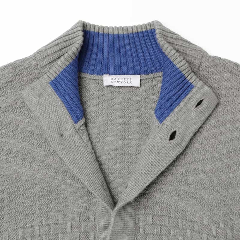 BARNEYS NEW YORK スタンドカラーニットカーディガン GRAY