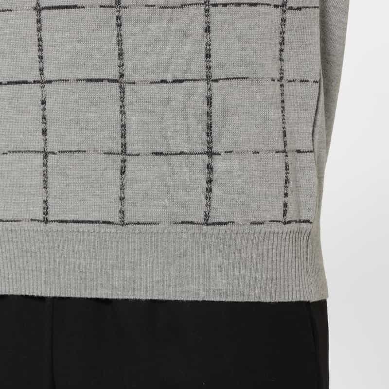 BARNEYS NEW YORK ウインドウペンチェック柄クルーネックニットプルオーバー GRAY
