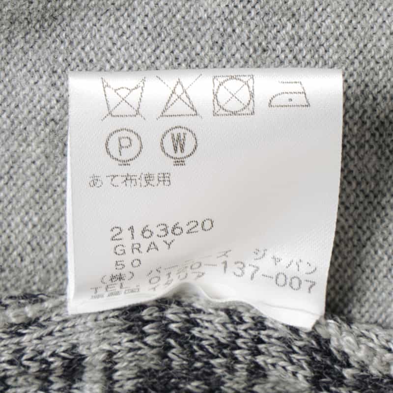 BARNEYS NEW YORK ウインドウペンチェック柄クルーネックニットプルオーバー GRAY