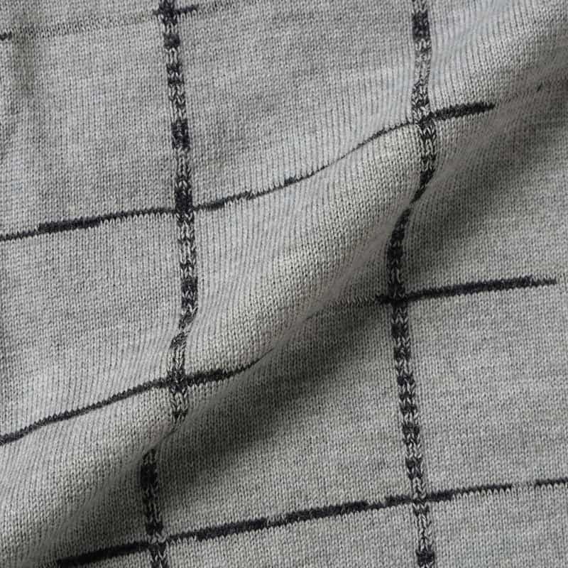 BARNEYS NEW YORK ウインドウペンチェック柄クルーネックニットプルオーバー GRAY