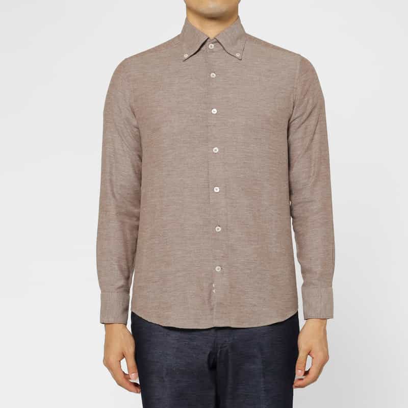 BARNEYS NEW YORK フランネル素材ボタンダウンシャツ BROWN