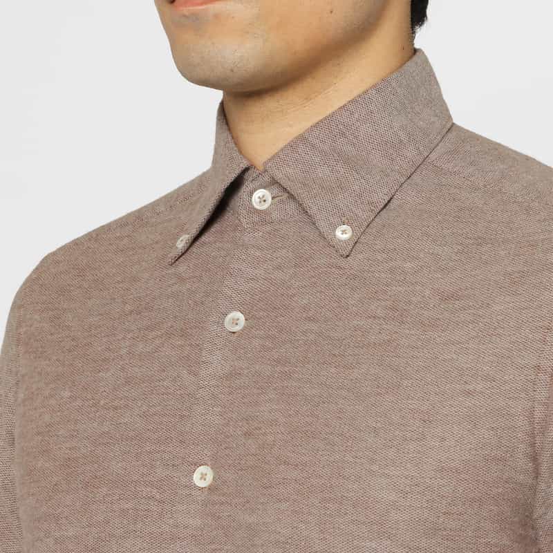 BARNEYS NEW YORK フランネル素材ボタンダウンシャツ BROWN