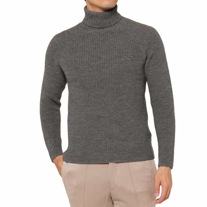 BARNEYS NEW YORK ウール素材タートルネックニットプルオーバー GRAY