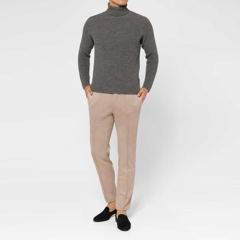 BARNEYS NEW YORK ウール素材タートルネックニットプルオーバー GRAY