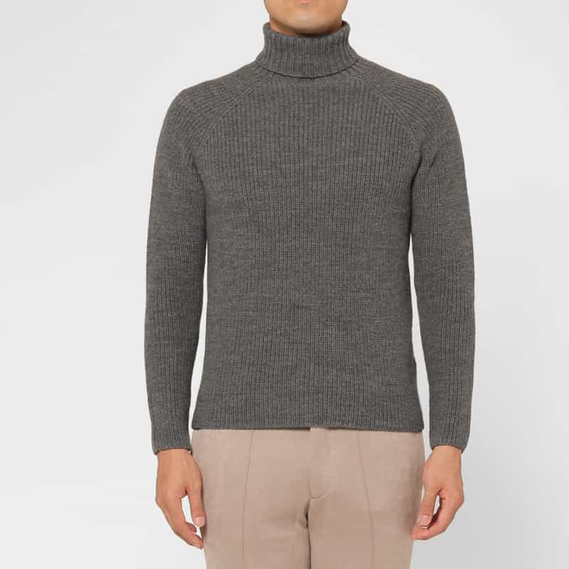 BARNEYS NEW YORK ウール素材タートルネックニットプルオーバー GRAY