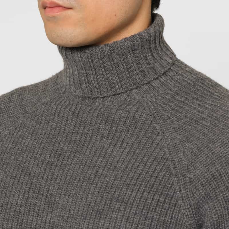 BARNEYS NEW YORK ウール素材タートルネックニットプルオーバー GRAY