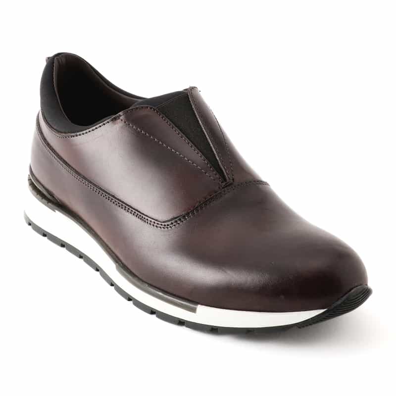 BARNEYS NEW YORK レザースリップオンスニーカー DARK BROWN