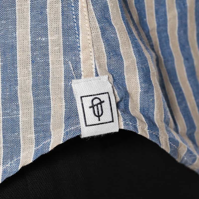 OSVALDO TRUCCHI コットン×リネン ストライプ柄シャツ BLUE