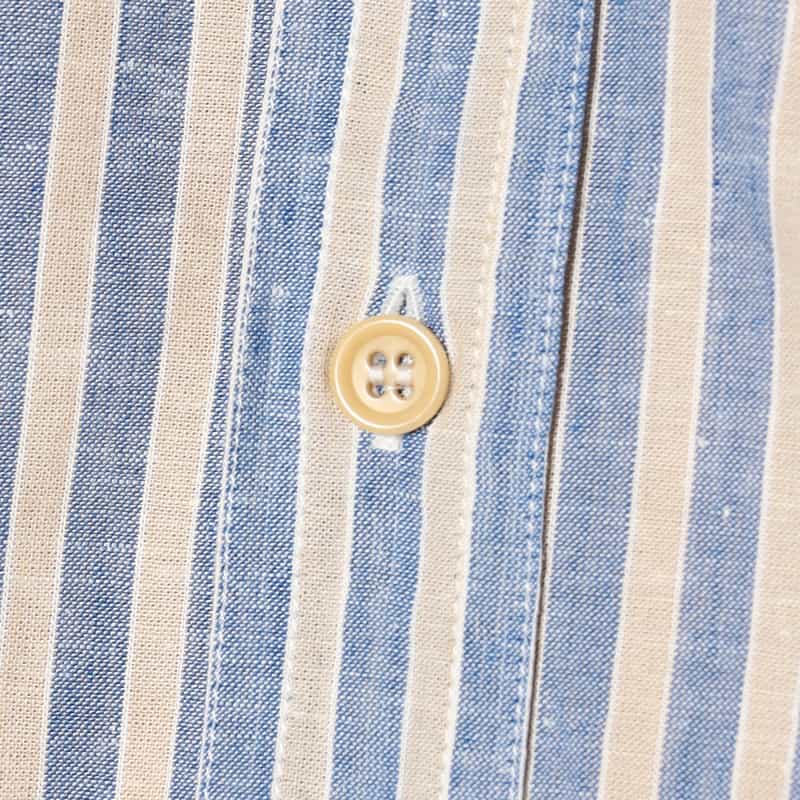 OSVALDO TRUCCHI コットン×リネン ストライプ柄シャツ BLUE