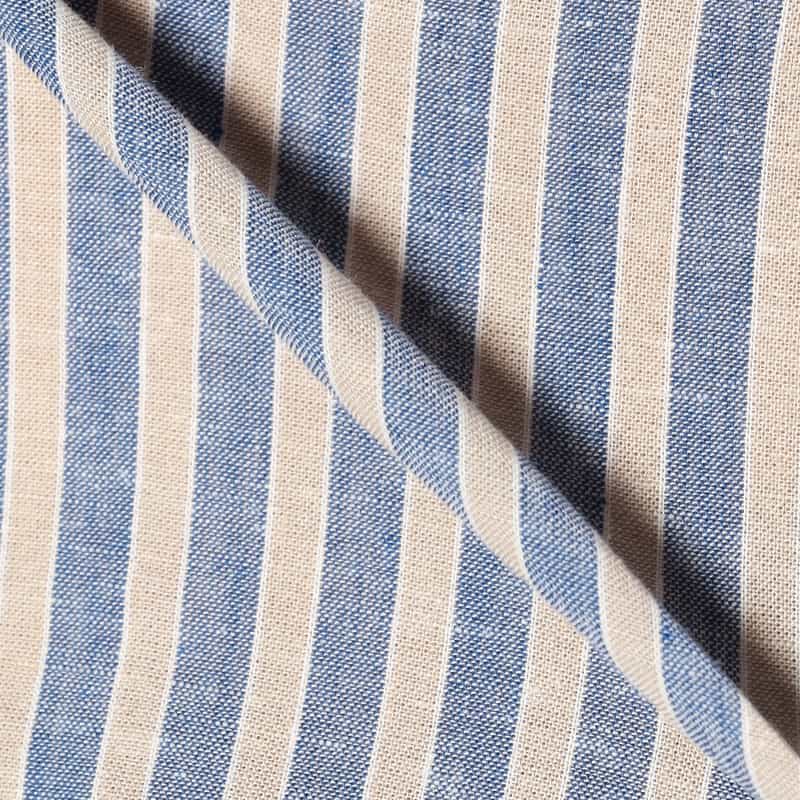 OSVALDO TRUCCHI コットン×リネン ストライプ柄シャツ BLUE