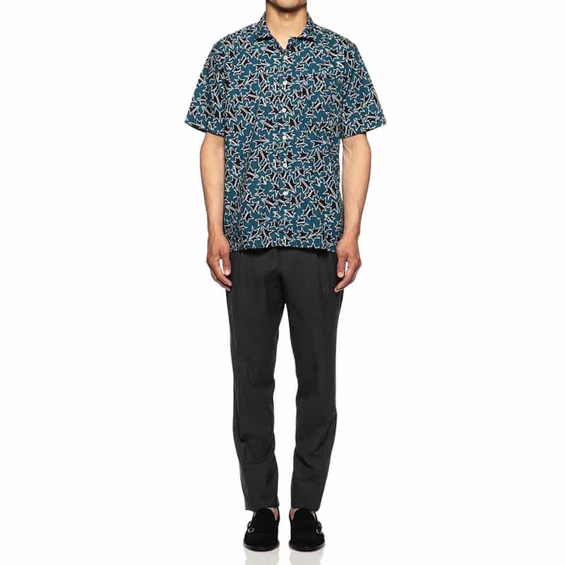 OSVALDO TRUCCHI プリントオープンカラーシャツ BLUE