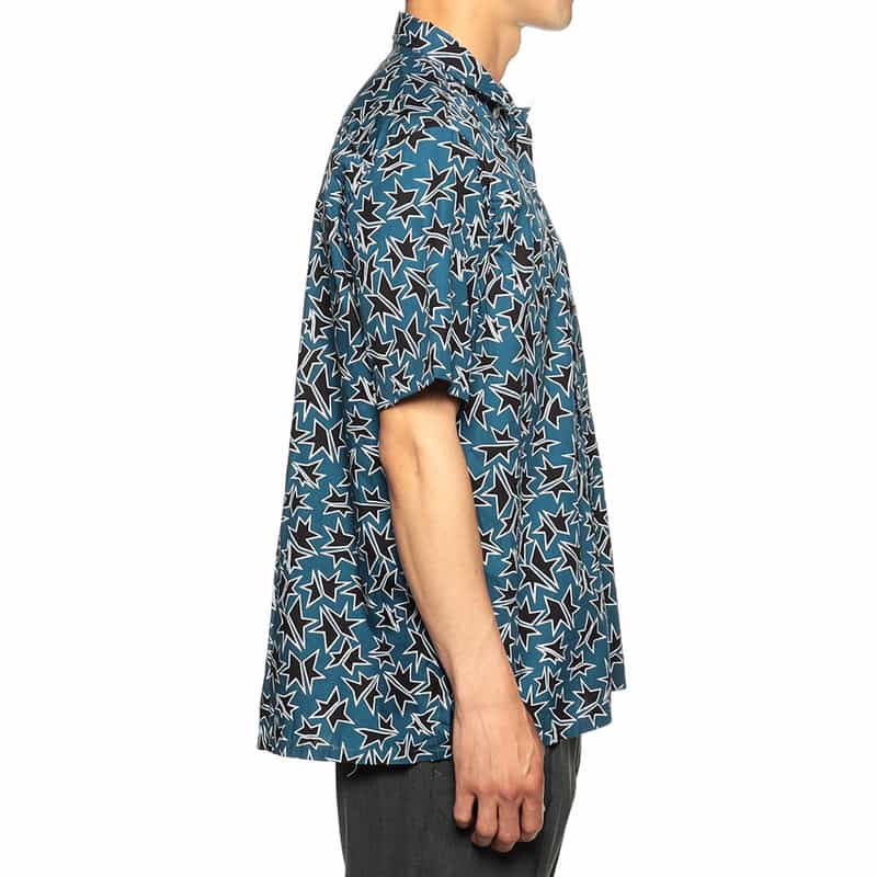 OSVALDO TRUCCHI プリントオープンカラーシャツ BLUE