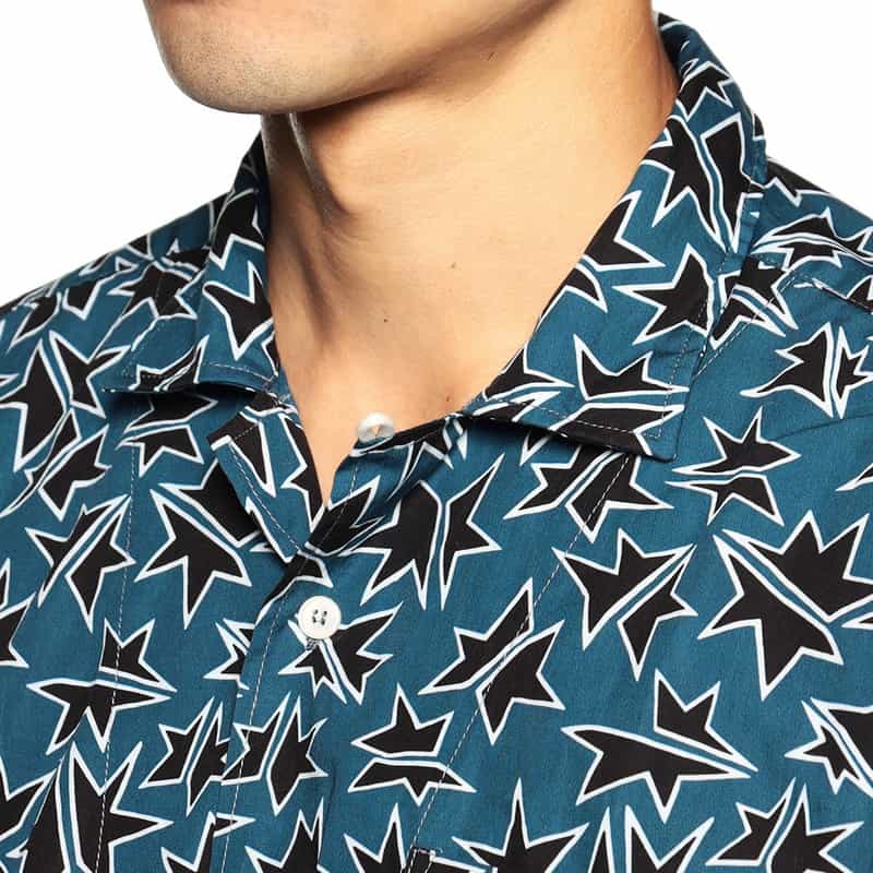 OSVALDO TRUCCHI プリントオープンカラーシャツ BLUE