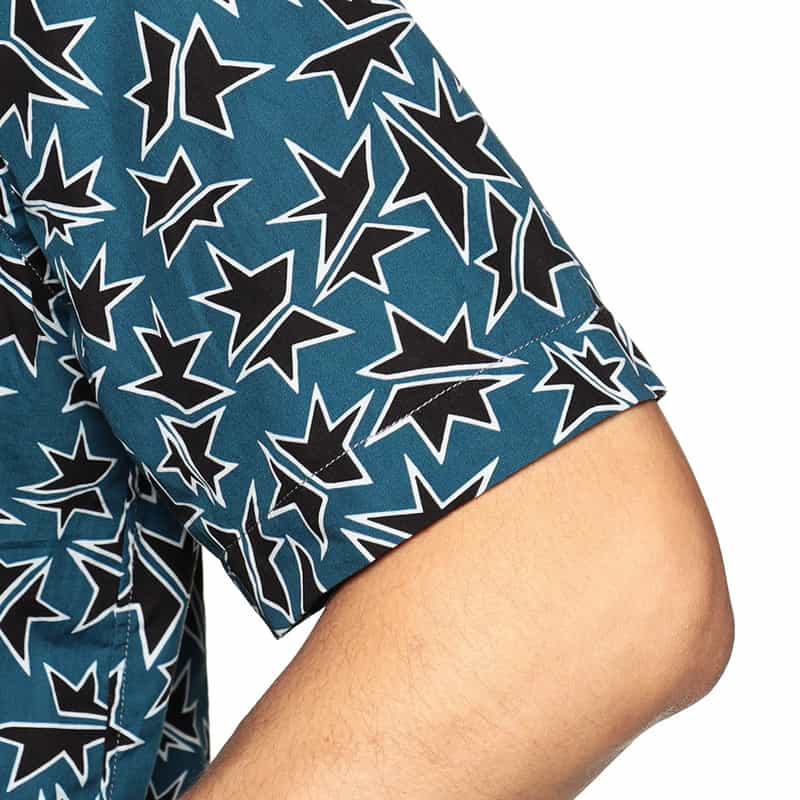 OSVALDO TRUCCHI プリントオープンカラーシャツ BLUE