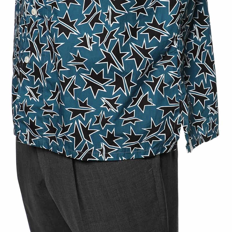 OSVALDO TRUCCHI プリントオープンカラーシャツ BLUE