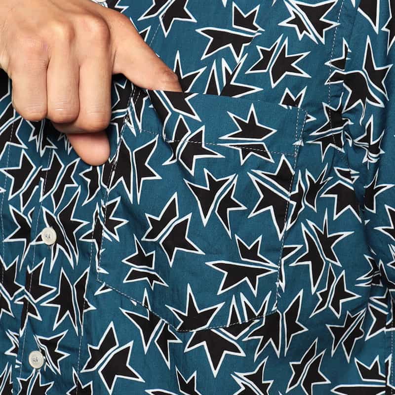 OSVALDO TRUCCHI プリントオープンカラーシャツ BLUE