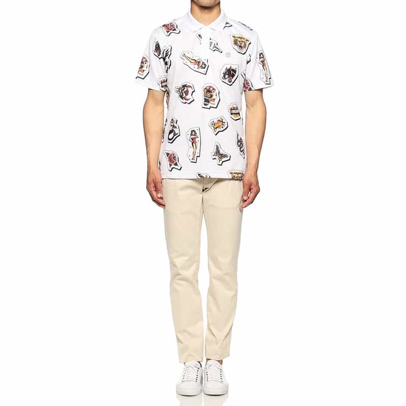 HYDROGEN プリントポロシャツ WHITE