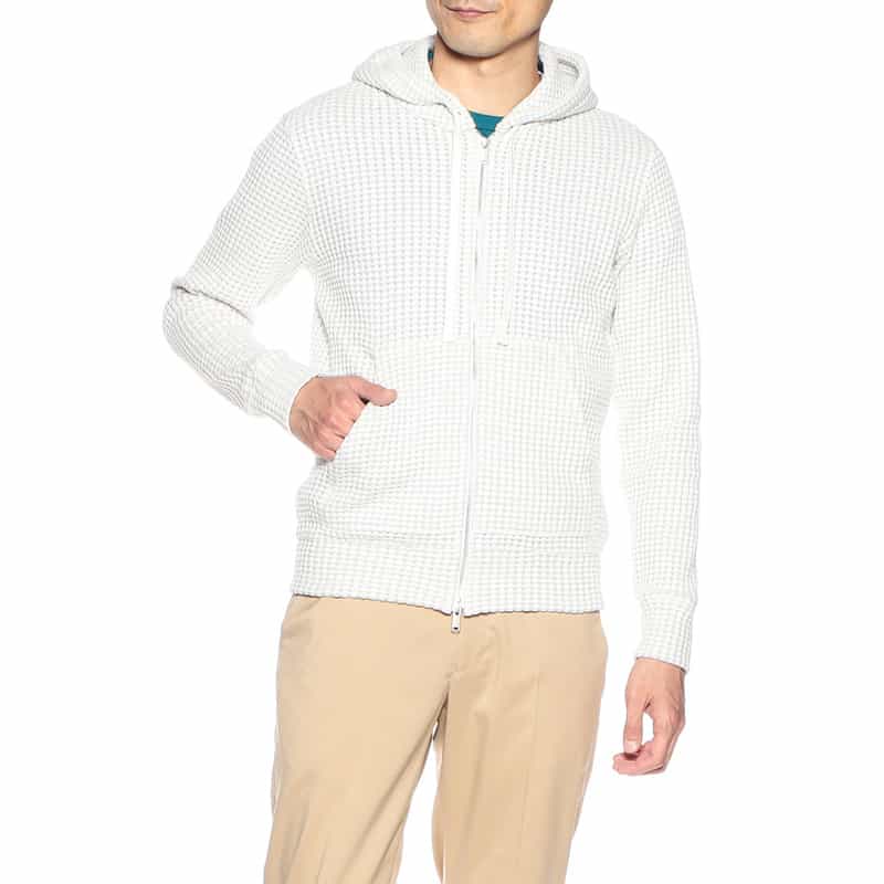 SEA GREEN オニワッフルジップアップパーカー IVORY