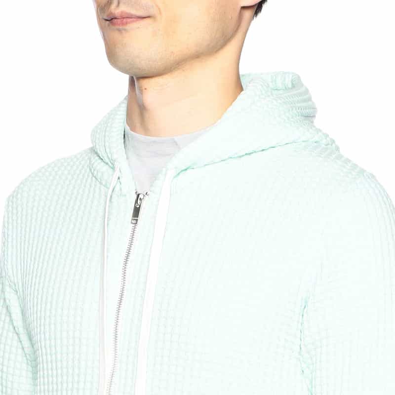 SEA GREEN オニワッフルジップアップパーカー LIGHT BLUE