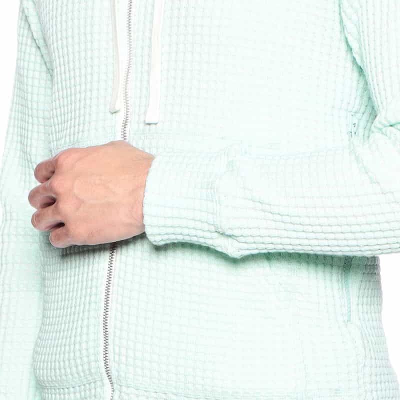 SEA GREEN オニワッフルジップアップパーカー LIGHT BLUE