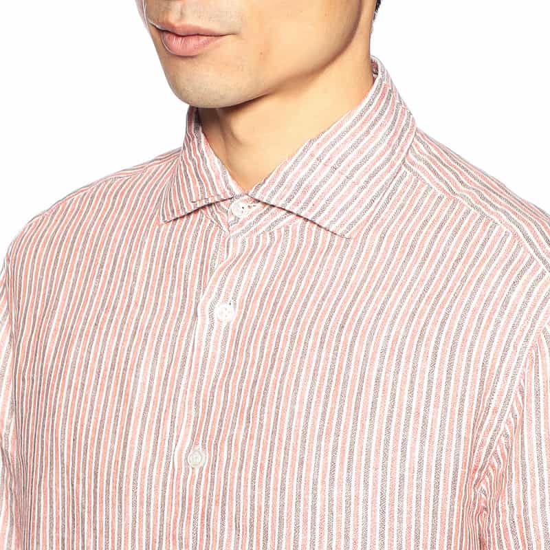 CATARISANO ストライプ柄リネンシャツ PINK