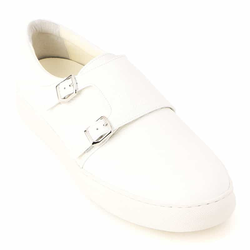 BARNEYS NEW YORK ダブルモンクストラップドレススニーカー WHITE