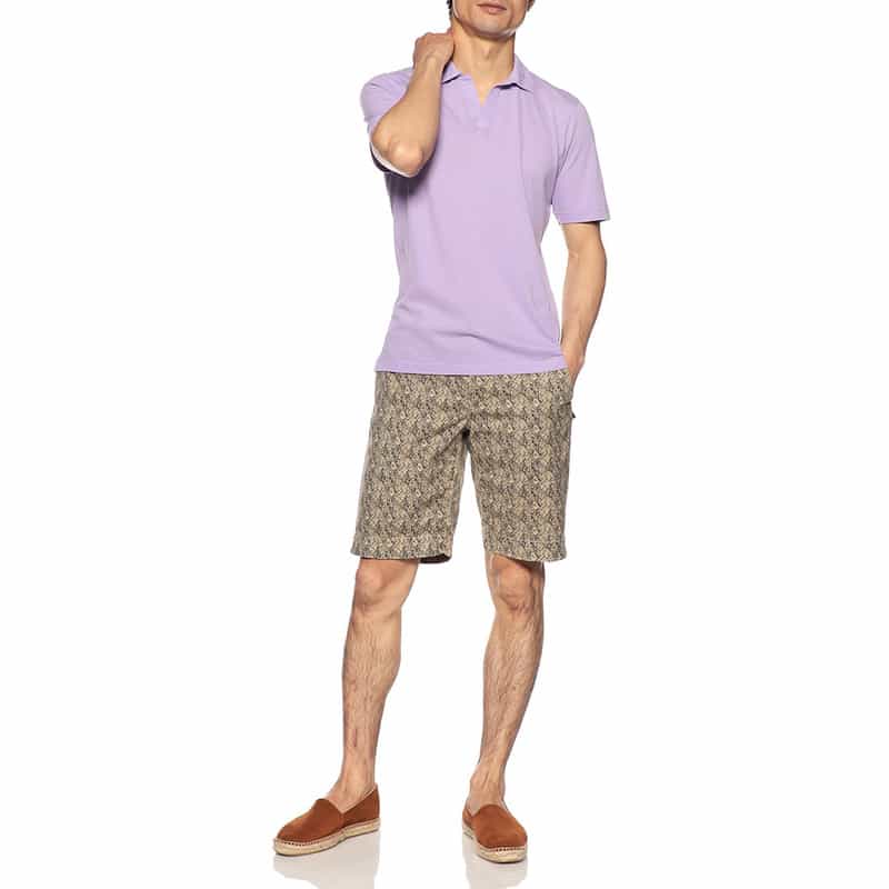 GRANSASSO バーニーズ　ニューヨーク限定カノコスキッパーシャツ LIGHT PURPLE