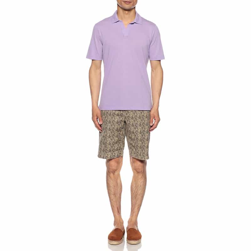 GRANSASSO バーニーズ　ニューヨーク限定カノコスキッパーシャツ LIGHT PURPLE