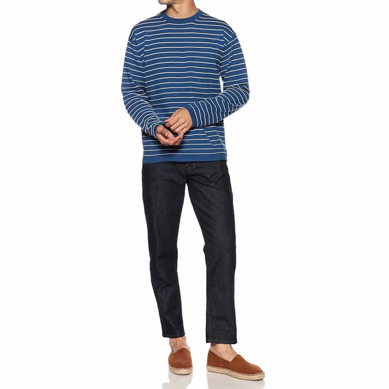 CRUCIANI ボーダーコットンニットプルオーバー BLUE