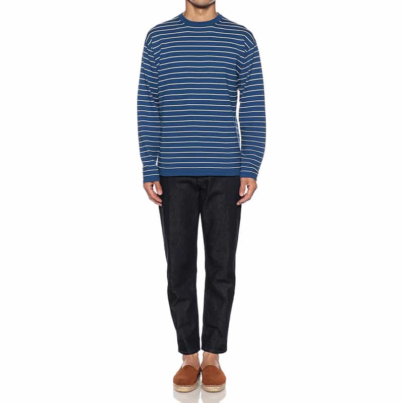 CRUCIANI ボーダーコットンニットプルオーバー BLUE