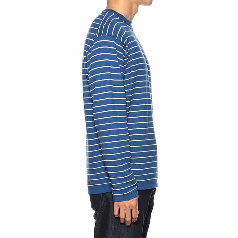 CRUCIANI ボーダーコットンニットプルオーバー BLUE