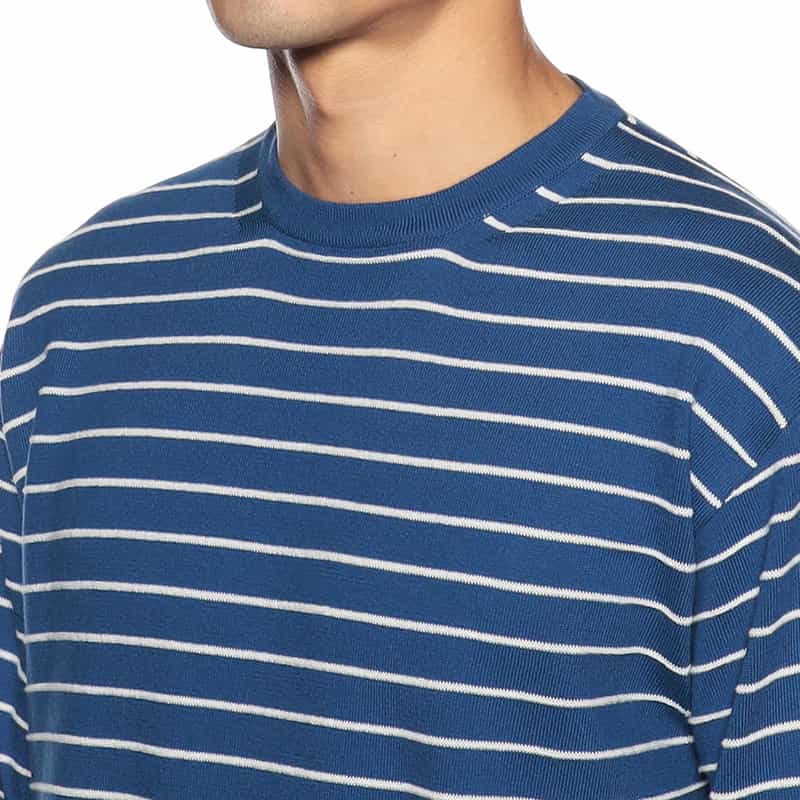 CRUCIANI ボーダーコットンニットプルオーバー BLUE