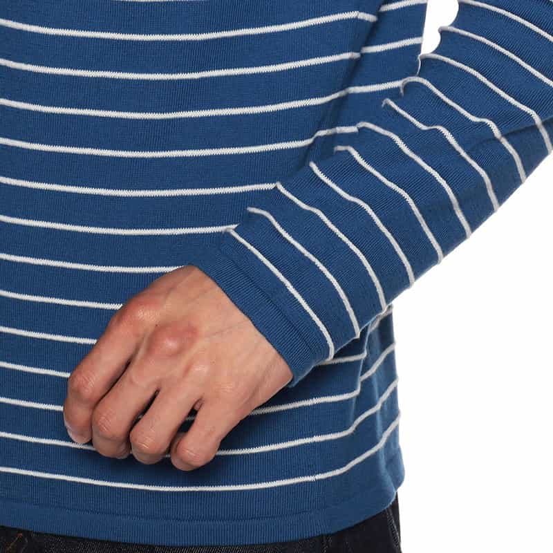 CRUCIANI ボーダーコットンニットプルオーバー BLUE