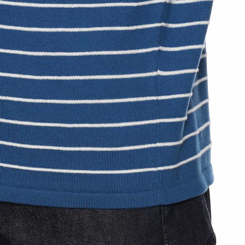 CRUCIANI ボーダーコットンニットプルオーバー BLUE