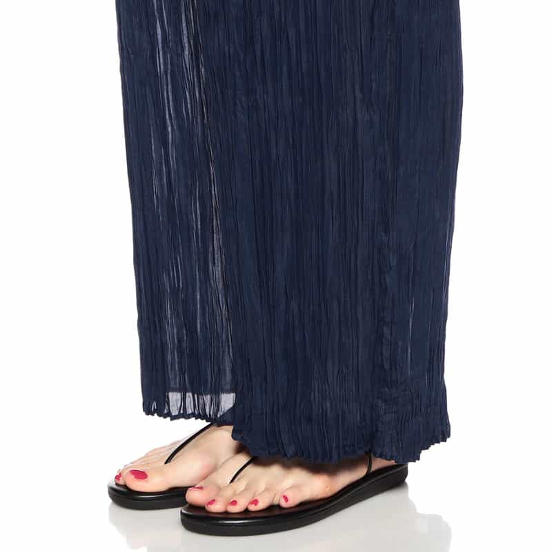 HYKE ワイドプリーツパンツ NAVY