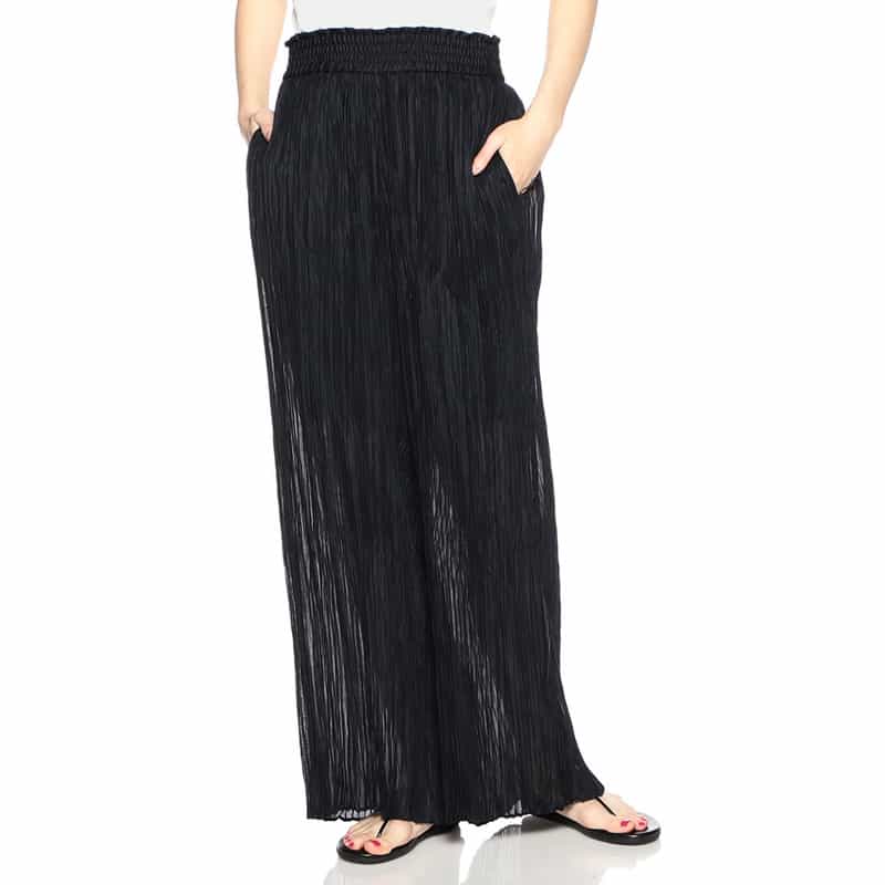 HYKE ワイドプリーツパンツ BLACK