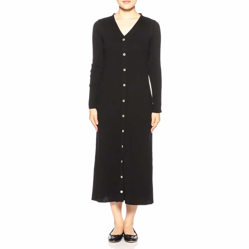 BARNEYS NEW YORK 2WAYリブニットロングカーディガンドレス BLACK