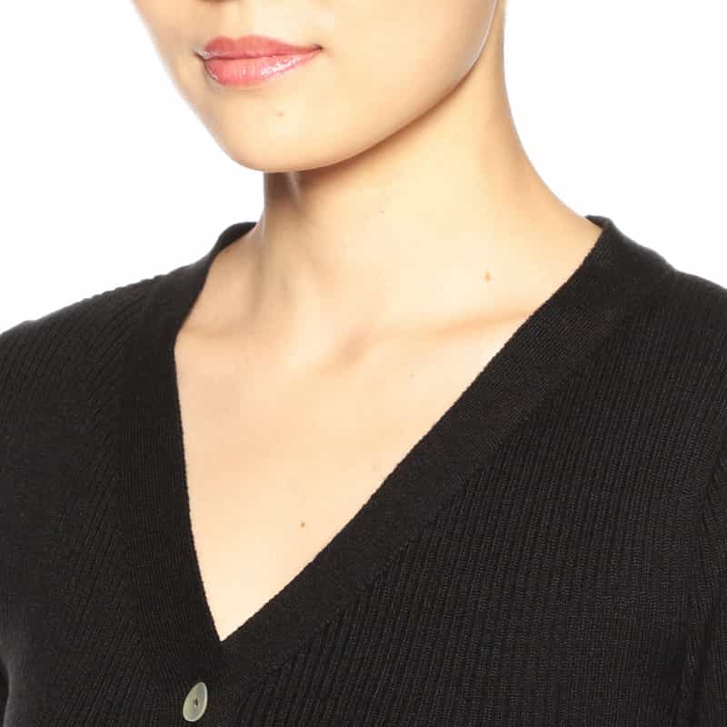 BARNEYS NEW YORK 2WAYリブニットロングカーディガンドレス BLACK