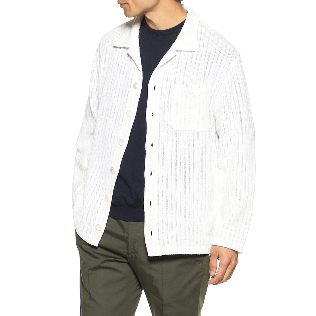 オープンカラーニットシャツ