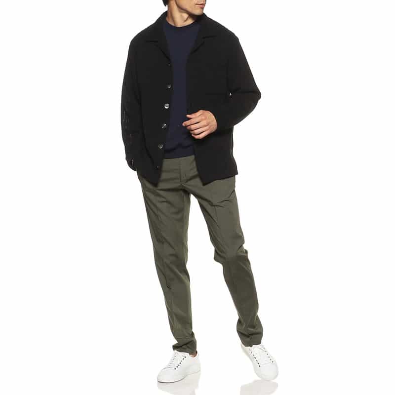 BARNEYS NEW YORK オープンカラーニットシャツ BLACK