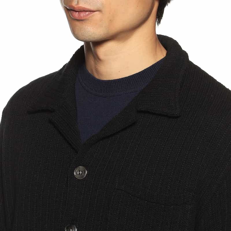 BARNEYS NEW YORK オープンカラーニットシャツ BLACK