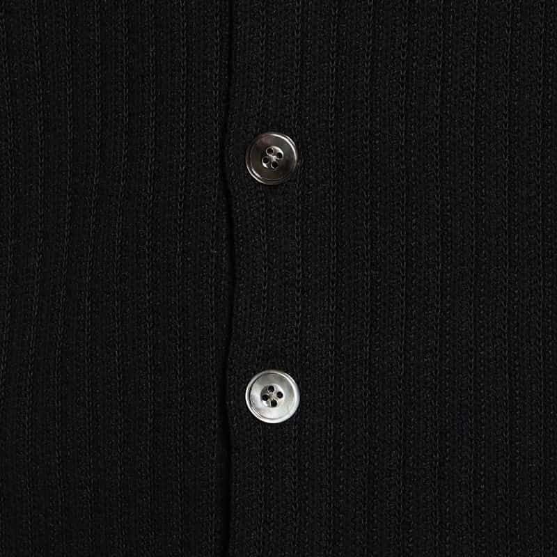 BARNEYS NEW YORK オープンカラーニットシャツ BLACK